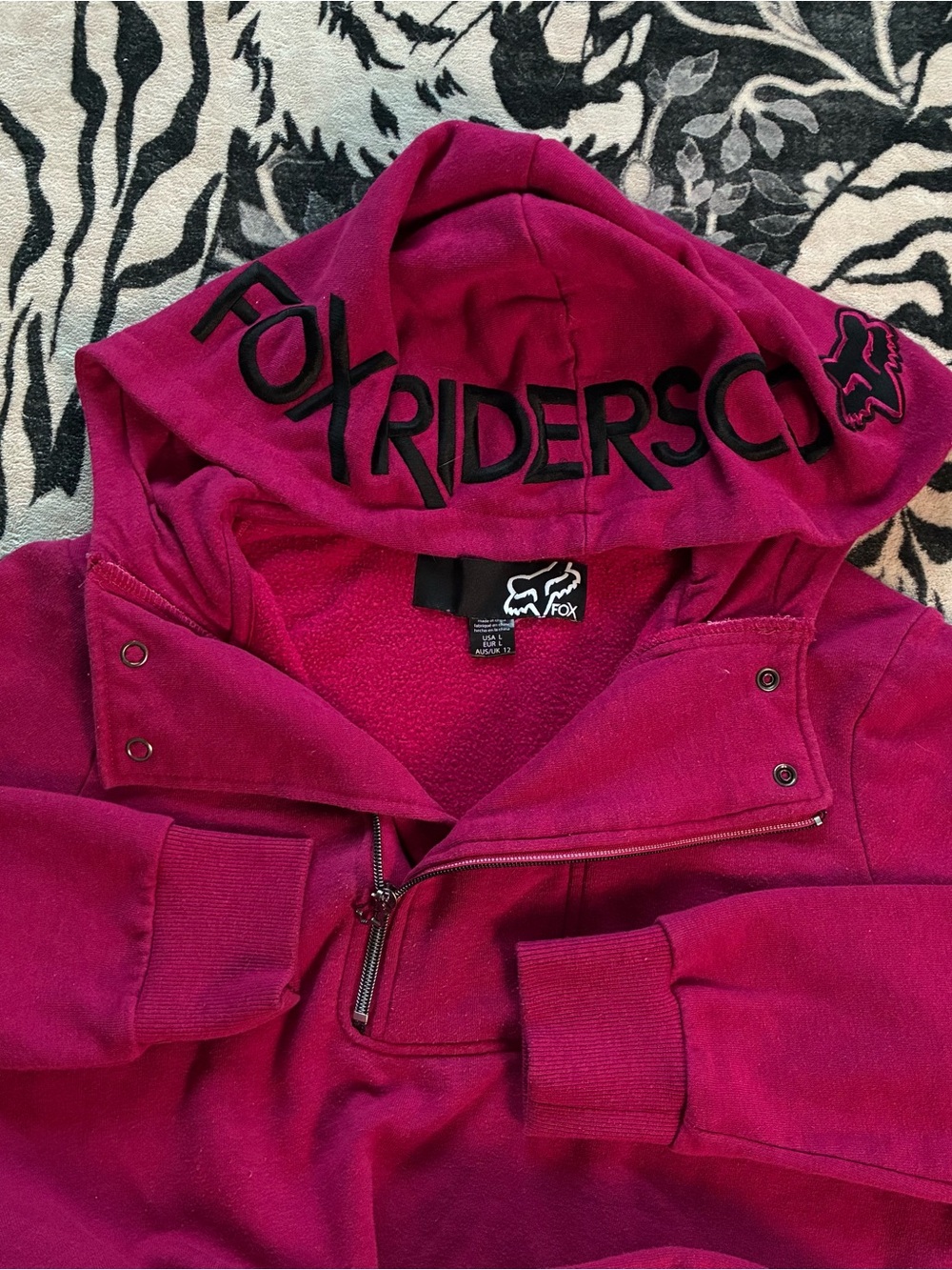 010 - WOMENS FOX RIDERS CO Y2K RACING MOTOCROSS HOODIE
